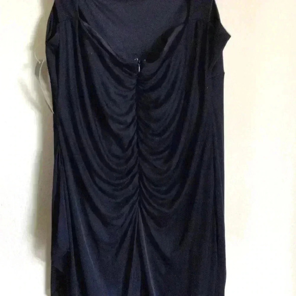 ILE EVENING Jeweled Cap Sleeve Jersey Navy Maxi Dress Cutout Ruching Formal 18W - Picture 14 of 14